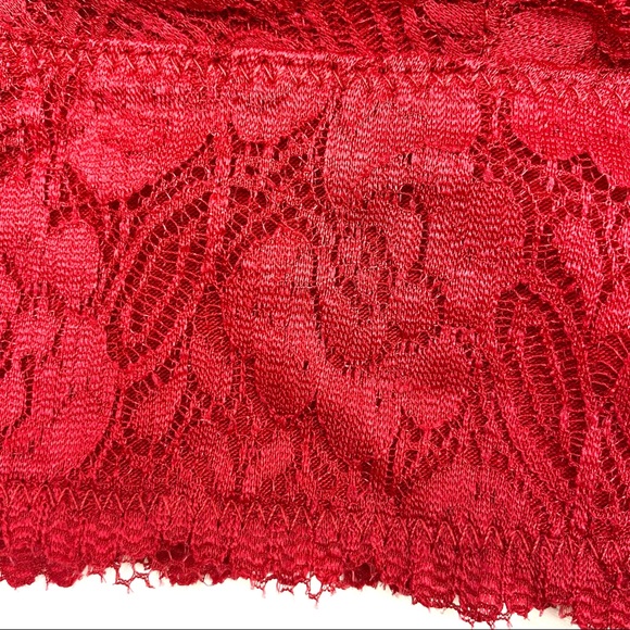 Plus Dark Red Bralette Hourglass Back Lace w.Pads - Picture 6 of 13